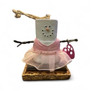GANZ Pink and White Marshmallow Snowman Ornament